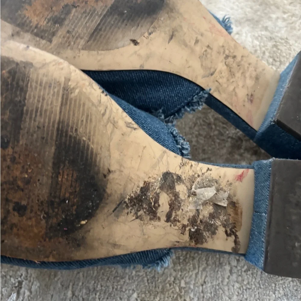 J.Crew Denim Low Heel Mules Sandals